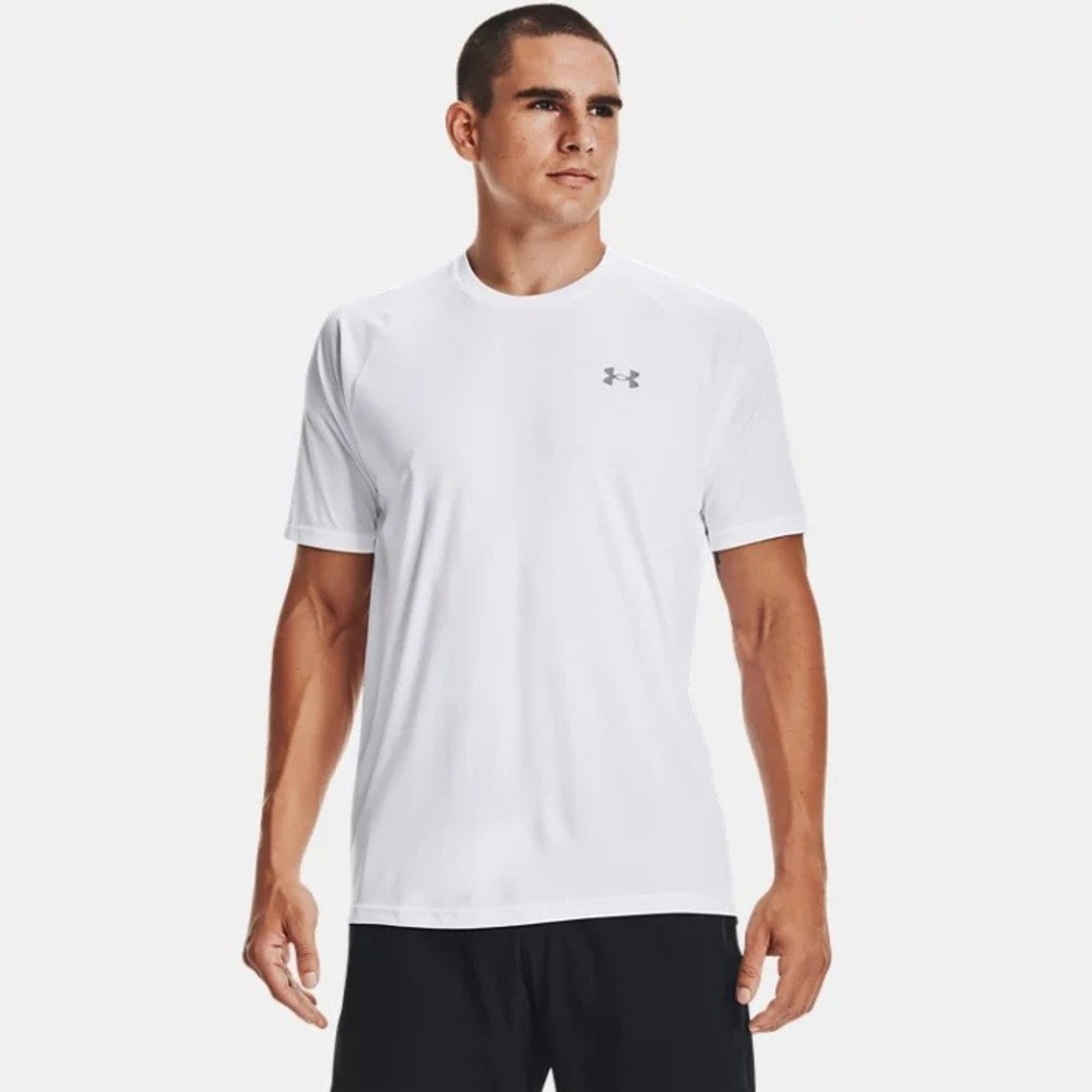 Under Armour Mens Tech Tee T-Shirt White Short‎ Sleeve Athletic Top Large